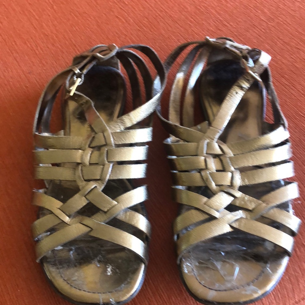 Gold metallic gladiator sandals